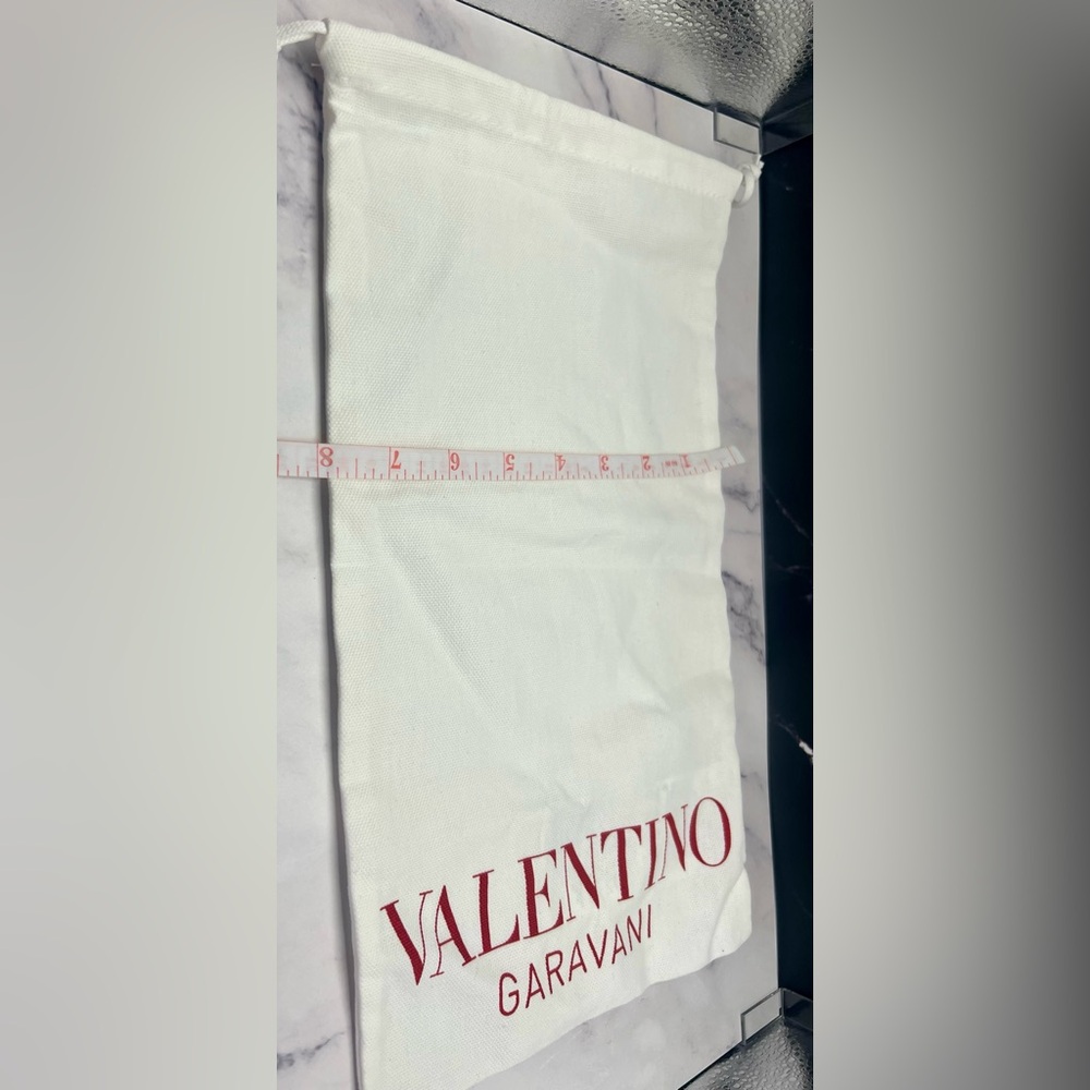 Valentino White Fabric Pouch with Red Logo Small/Pouch: Approximately 8” x 13”. - Picture 2 of 3